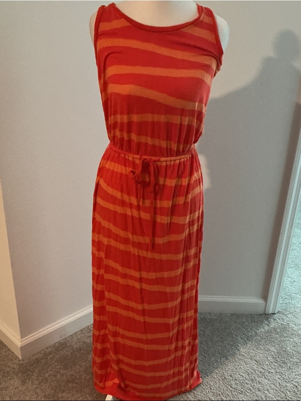 GAP Orange Striped Sleeveless Maxi Dress Women’s Sz XS